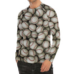 Baseballs 3D Print Men's Long Sleeve Rash Guard
