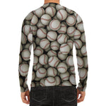 Baseballs 3D Print Men's Long Sleeve Rash Guard