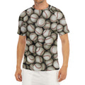 Baseballs 3D Print Men's Short Sleeve Rash Guard