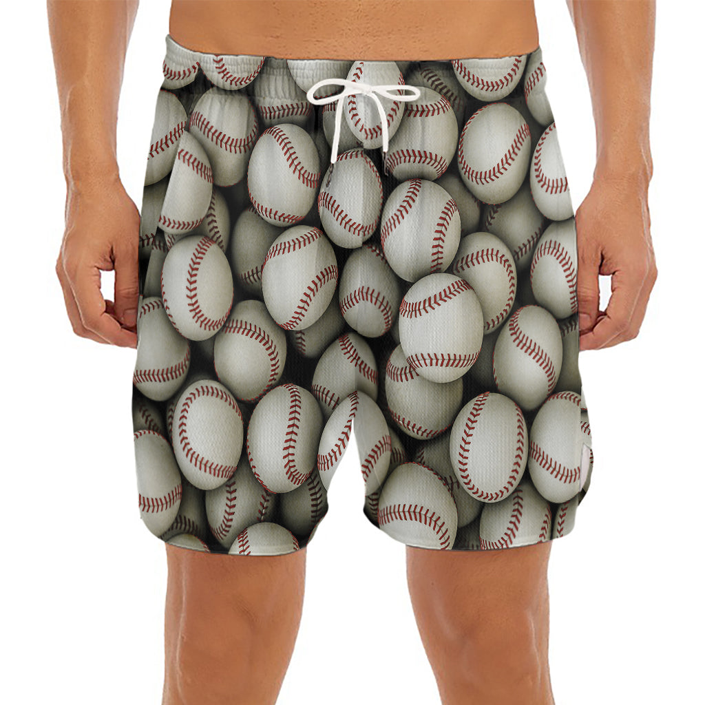 Baseballs 3D Print Men's Split Running Shorts