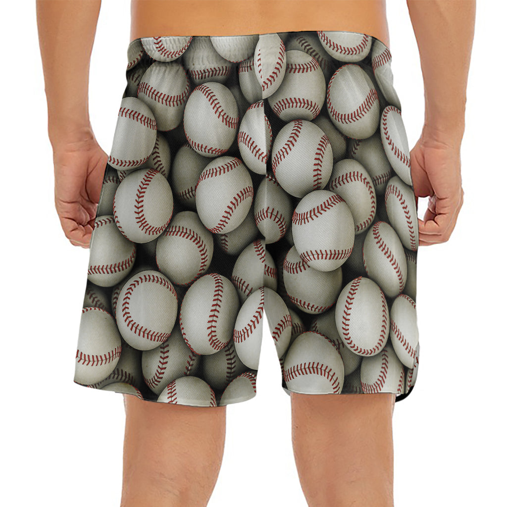 Baseballs 3D Print Men's Split Running Shorts
