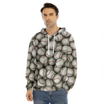 Baseballs 3D Print Men's Velvet Pullover Hoodie