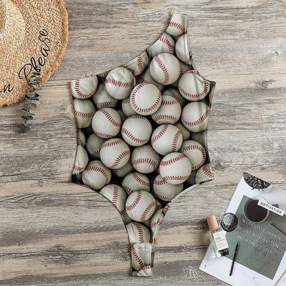 Baseballs 3D Print One Shoulder Bodysuit
