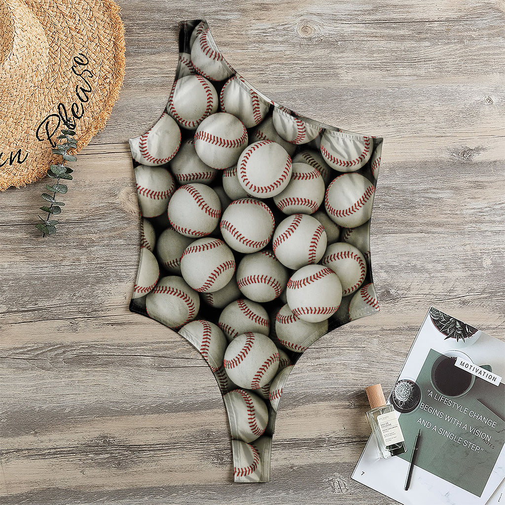 Baseballs 3D Print One Shoulder Bodysuit
