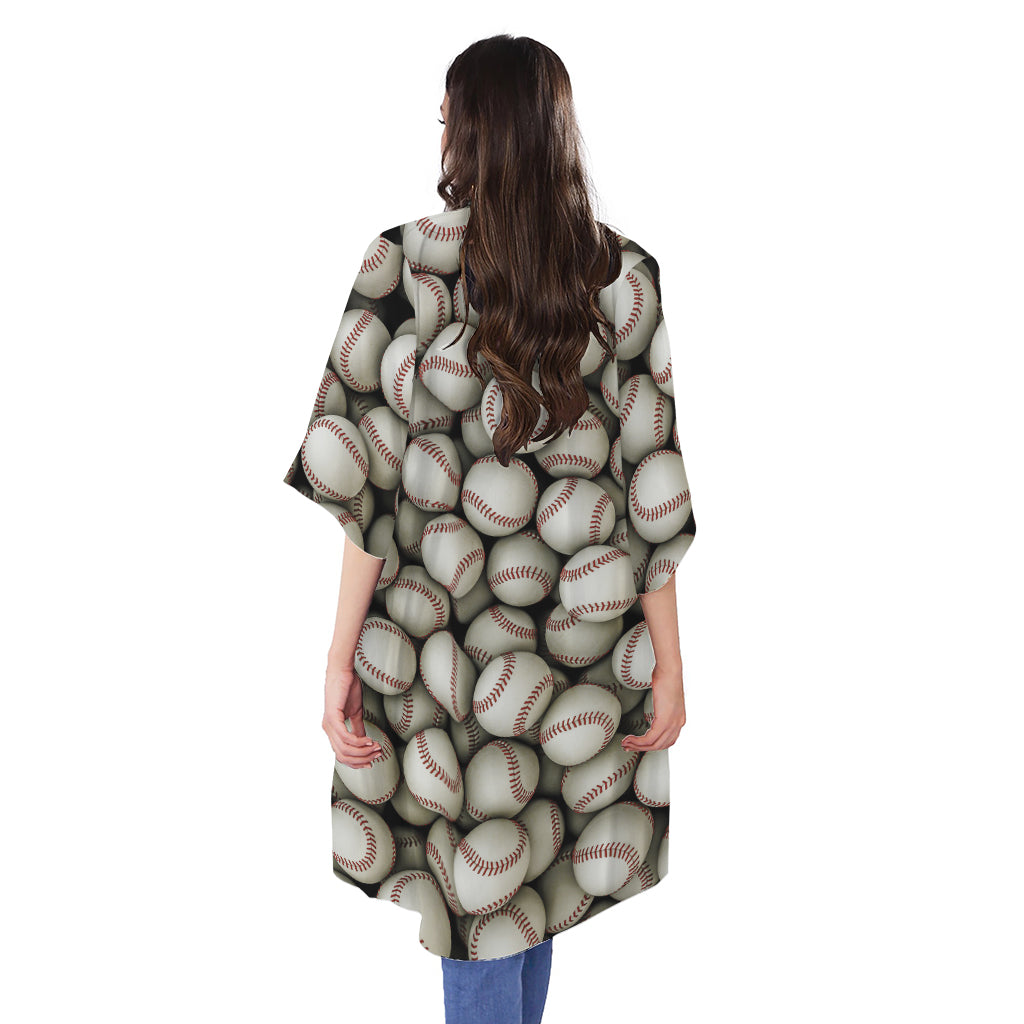 Baseballs 3D Print Open Front Beach Cover Up