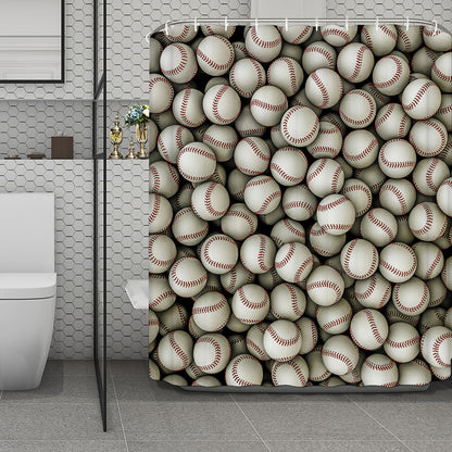 Baseballs 3D Print Polyester Shower Curtain