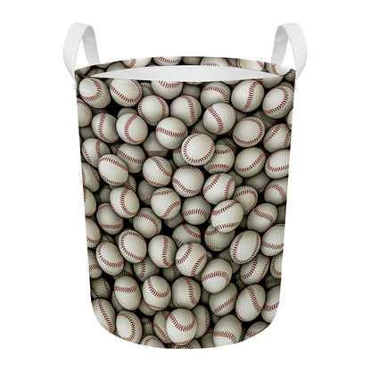 Baseballs 3D Print Round Laundry Basket