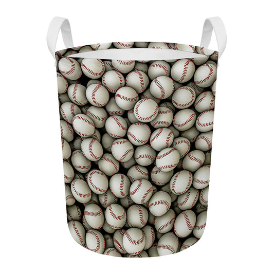 Baseballs 3D Print Round Laundry Basket