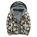 Baseballs 3D Print Sherpa Lined Zip Up Hoodie