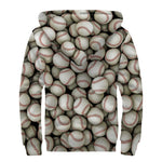 Baseballs 3D Print Sherpa Lined Zip Up Hoodie