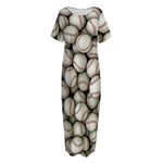 Baseballs 3D Print Short Sleeve Long Nightdress