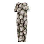 Baseballs 3D Print Short Sleeve Long Nightdress