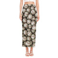 Baseballs 3D Print Side Slit Maxi Skirt