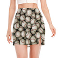 Baseballs 3D Print Side Slit Mini Skirt