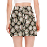 Baseballs 3D Print Side Slit Mini Skirt