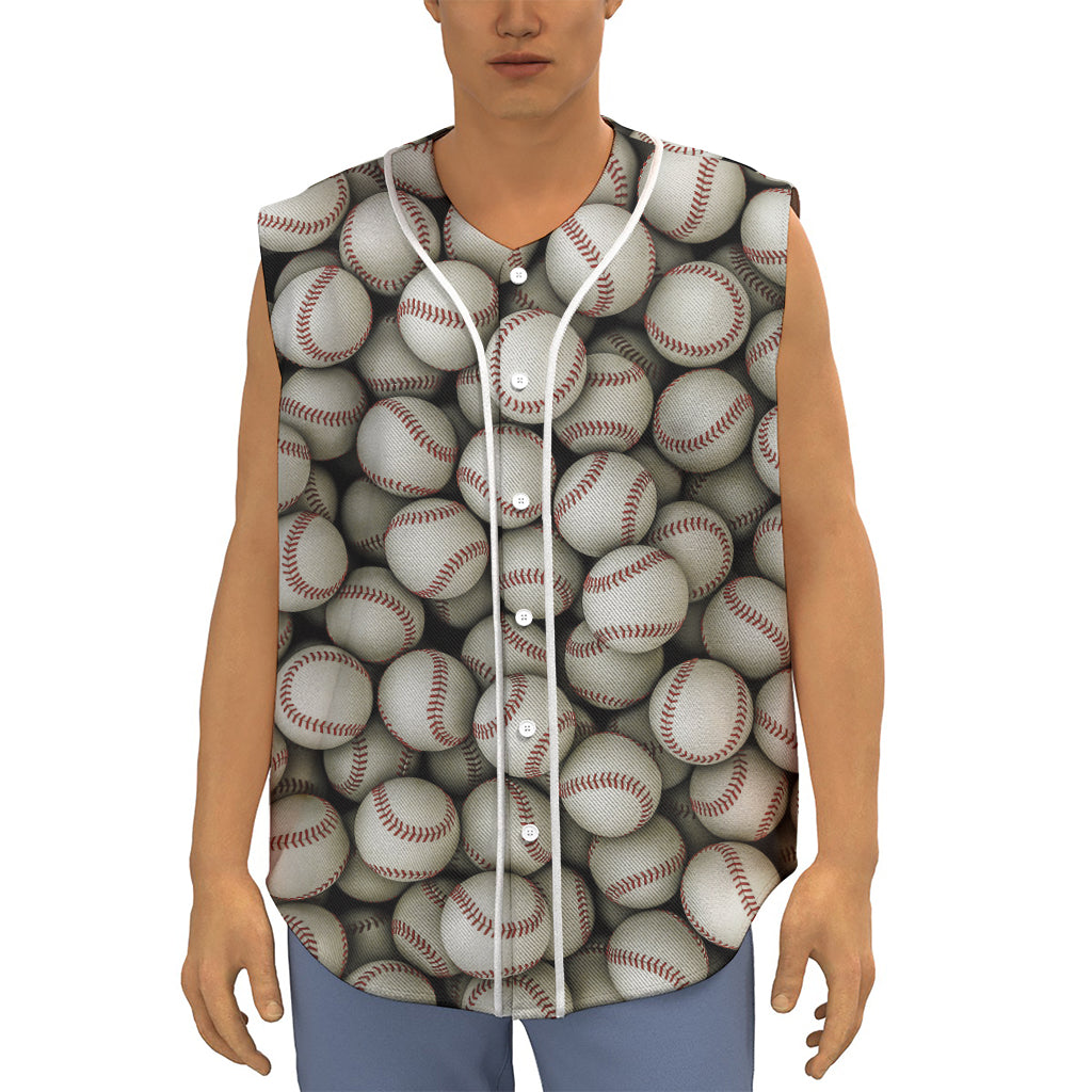 Baseballs 3D Print Sleeveless Baseball Jersey