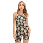Baseballs 3D Print Sleeveless One Piece Swimsuit