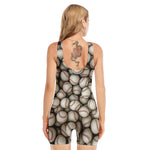 Baseballs 3D Print Sleeveless One Piece Swimsuit