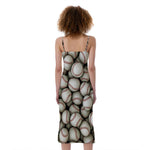 Baseballs 3D Print Slim Fit Midi Cami Dress