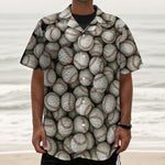 Baseballs 3D Print Textured Short Sleeve Shirt
