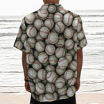 Baseballs 3D Print Textured Short Sleeve Shirt