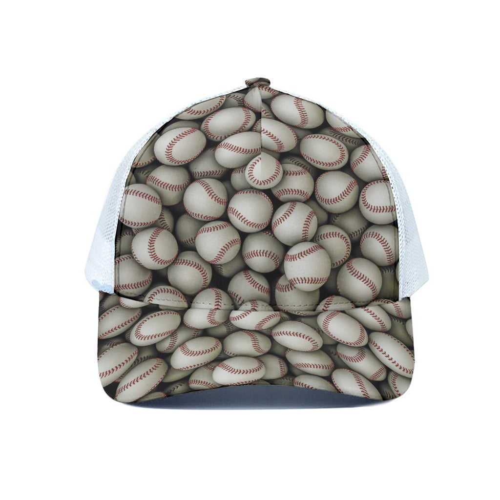 Baseballs 3D Print White Mesh Trucker Cap