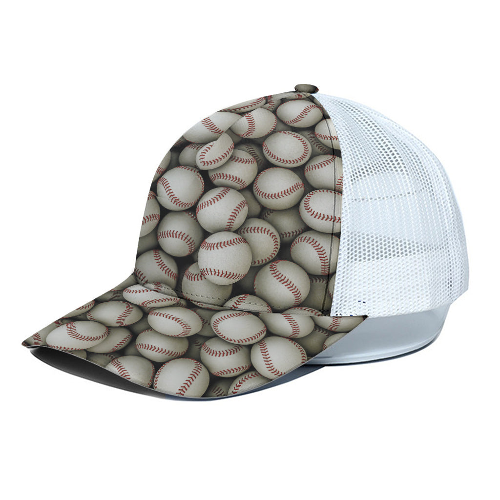 Baseballs 3D Print White Mesh Trucker Cap