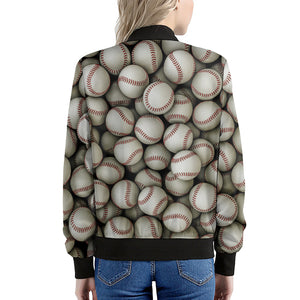 Baseballs 3D Print Women's Bomber Jacket