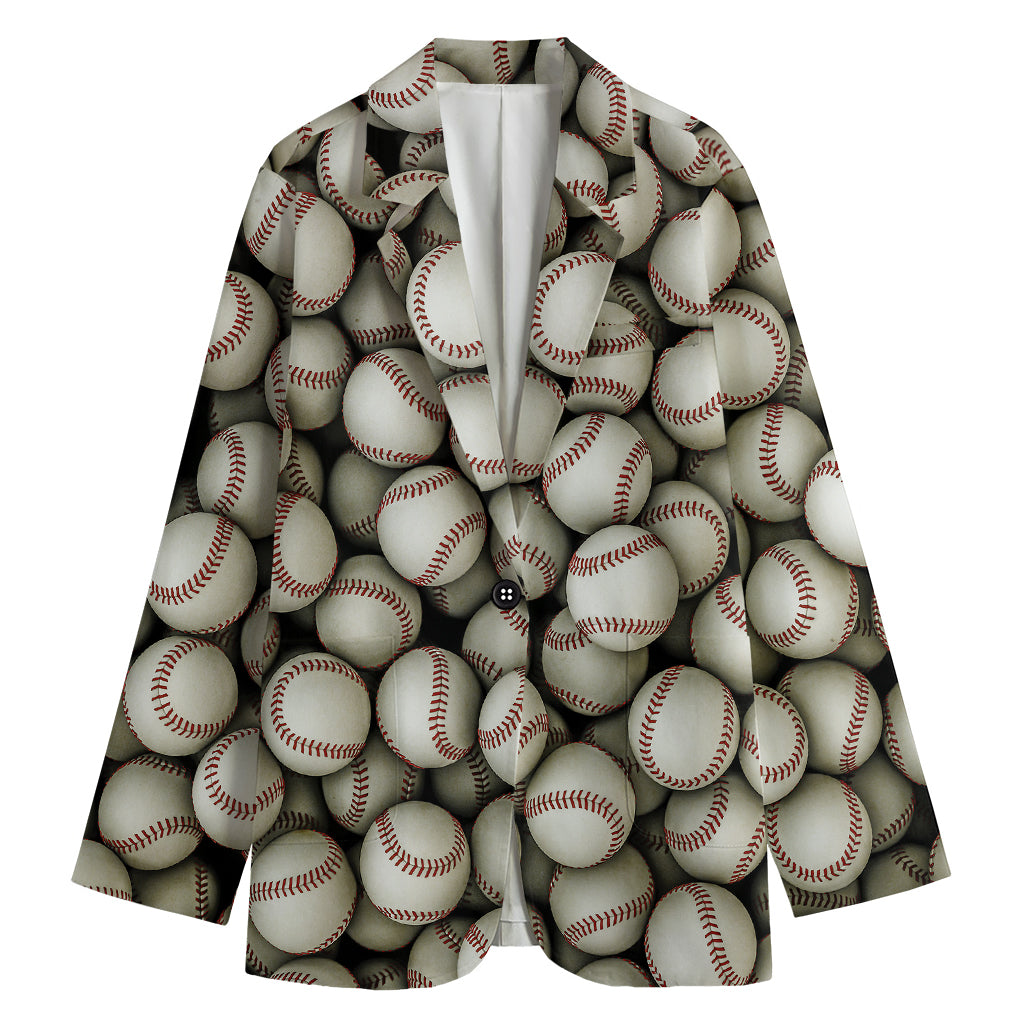 Baseballs 3D Print Women's Cotton Blazer
