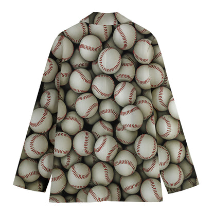 Baseballs 3D Print Women's Cotton Blazer