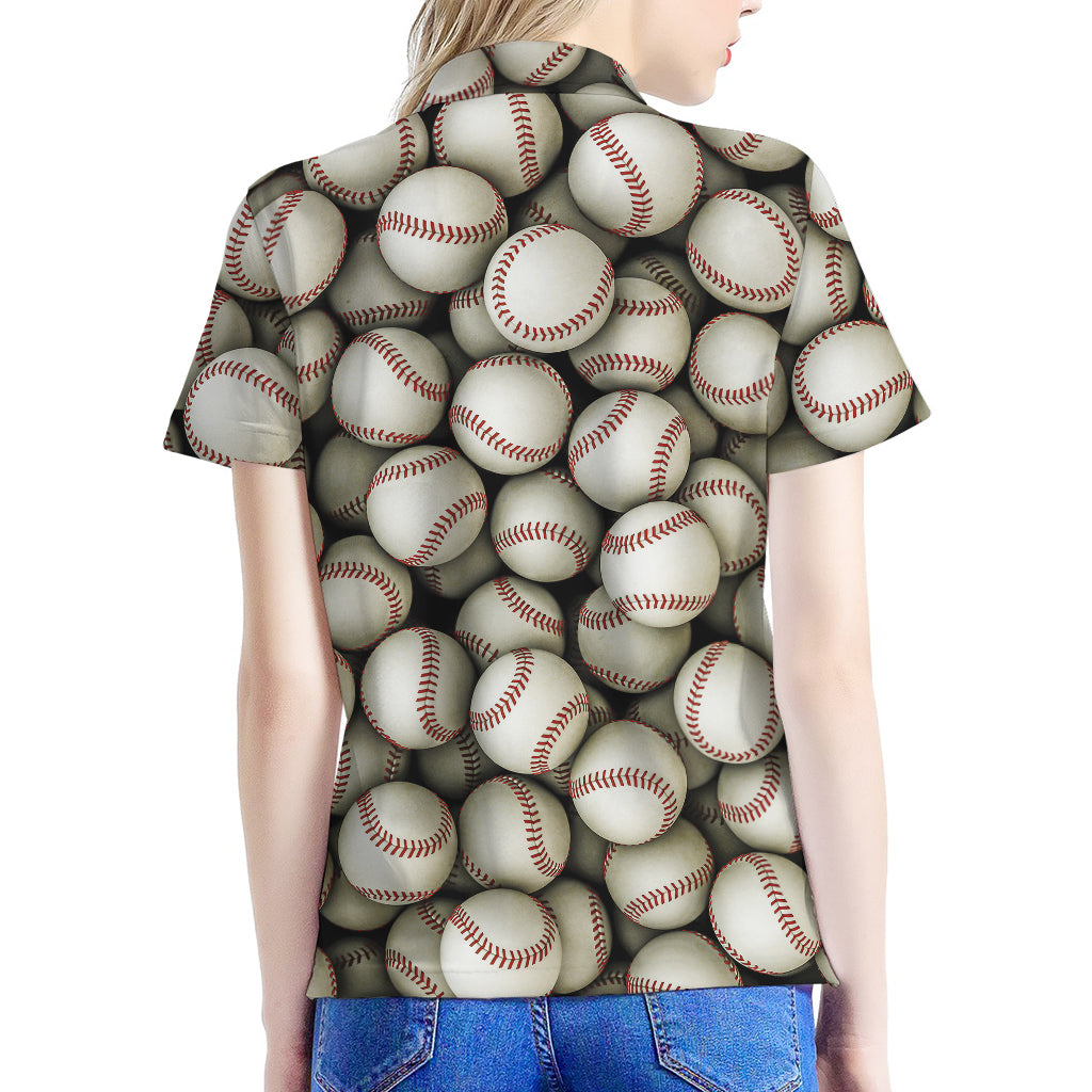 Baseballs 3D Print Women's Polo Shirt