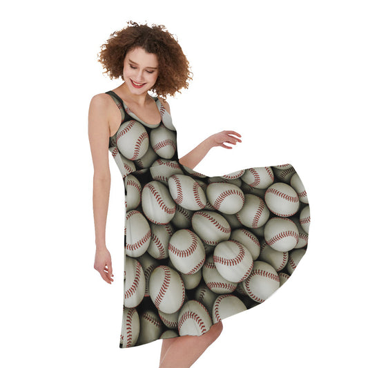 Baseballs 3D Print Women's Sleeveless Dress