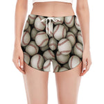 Baseballs 3D Print Women's Split Running Shorts