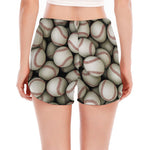 Baseballs 3D Print Women's Split Running Shorts