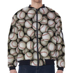 Baseballs 3D Print Zip Sleeve Bomber Jacket