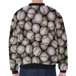 Baseballs 3D Print Zip Sleeve Bomber Jacket