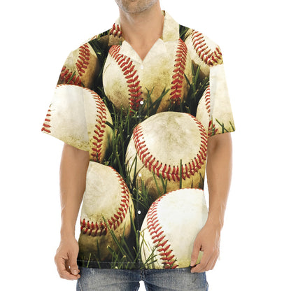 Baseballs On Field Print Aloha Shirt