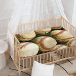 Baseballs On Field Print Baby Crib Sheet