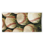 Baseballs On Field Print Beach Towel
