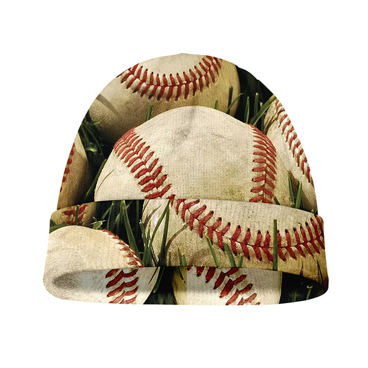 Baseballs On Field Print Beanie
