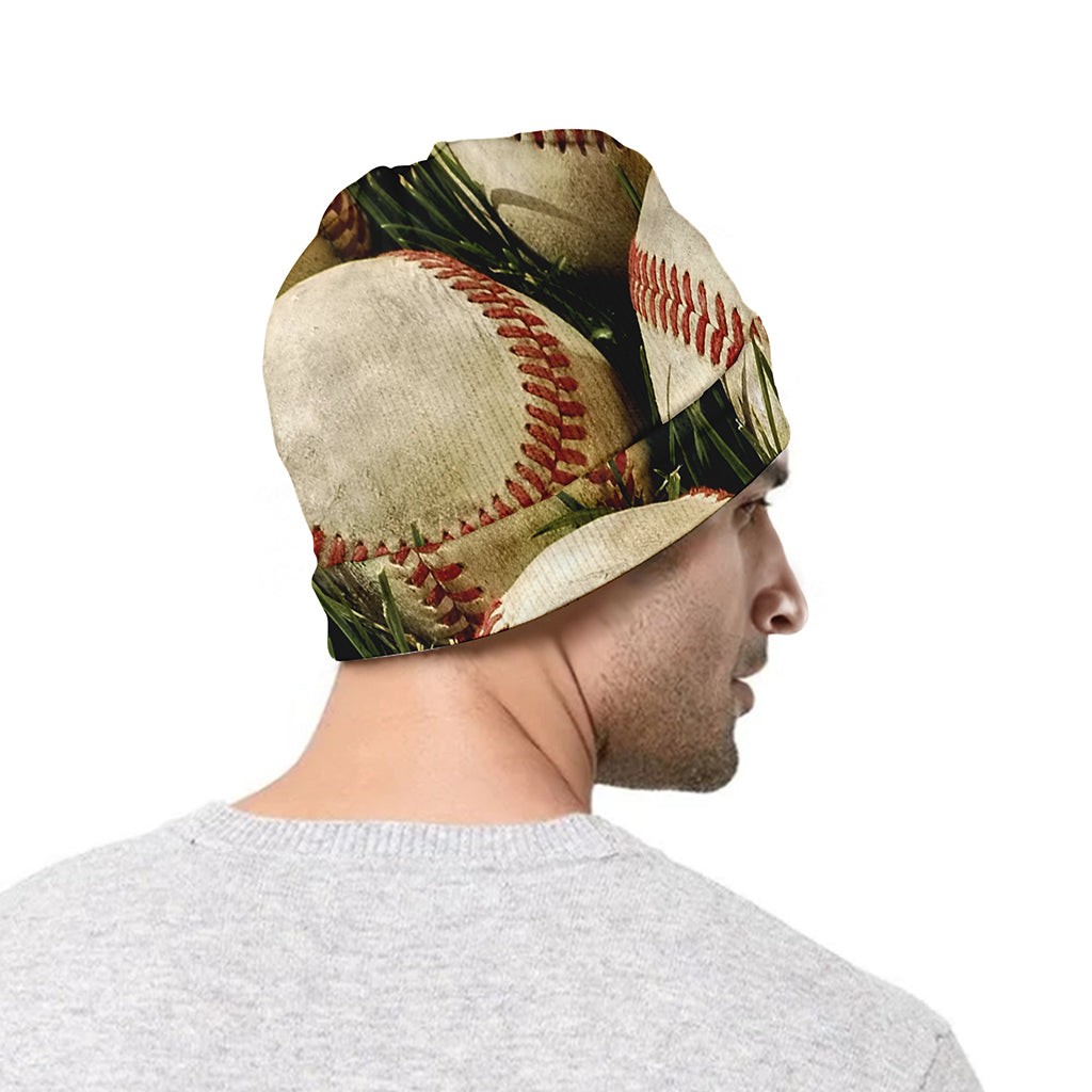 Baseballs On Field Print Beanie