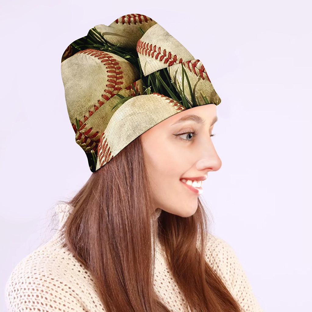 Baseballs On Field Print Beanie