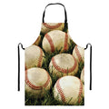 Baseballs On Field Print Bib Apron With Pocket
