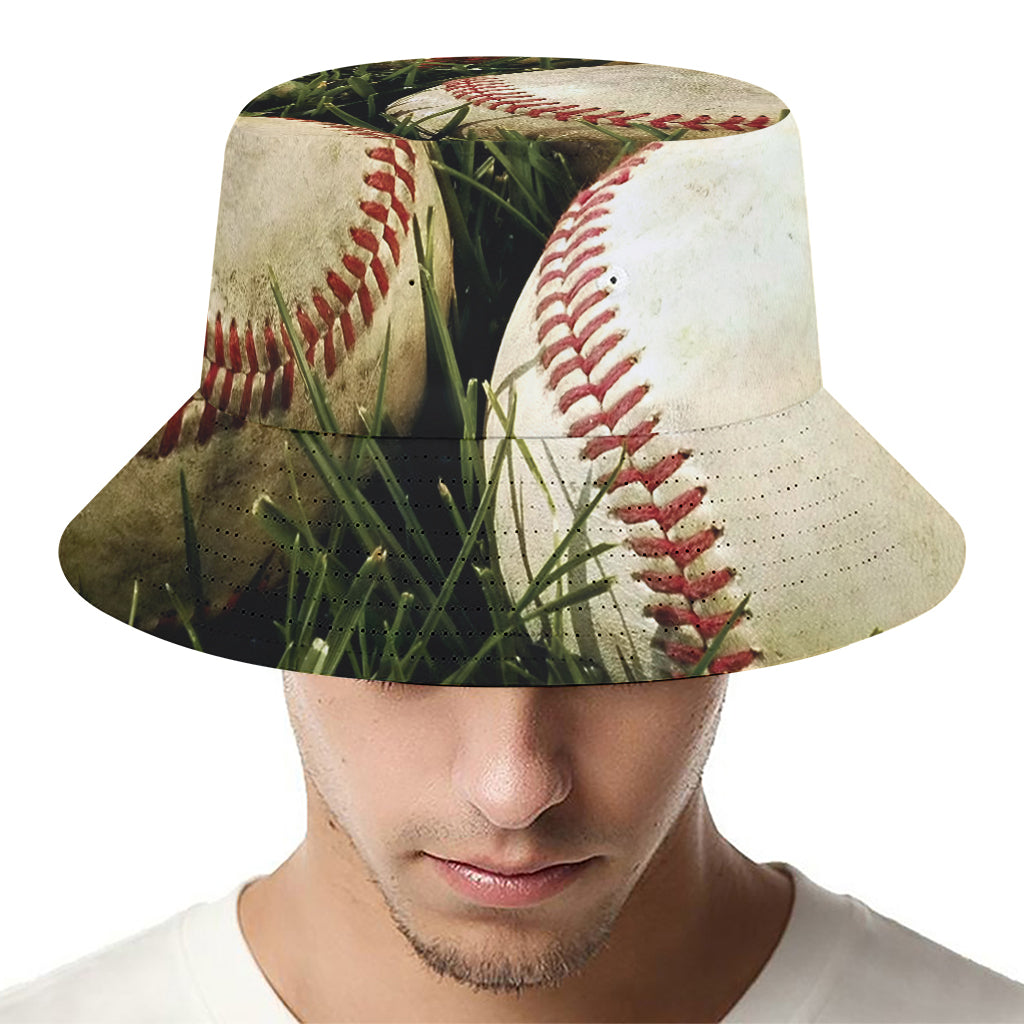 Baseballs On Field Print Bucket Hat