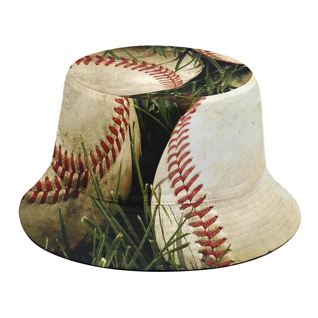 Baseballs On Field Print Bucket Hat