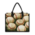 Baseballs On Field Print Canvas Tote Bag