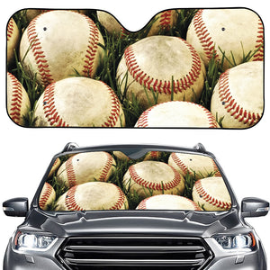 Baseballs On Field Print Car Windshield Sun Shade