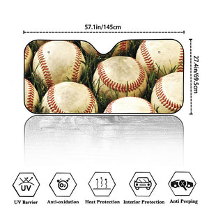 Baseballs On Field Print Car Windshield Sun Shade