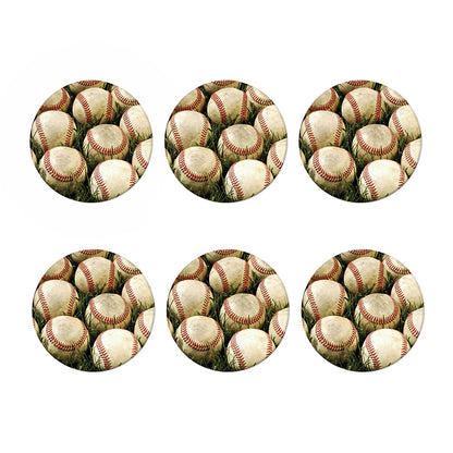 Baseballs On Field Print Coaster Set