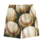 Baseballs On Field Print Cotton Shorts